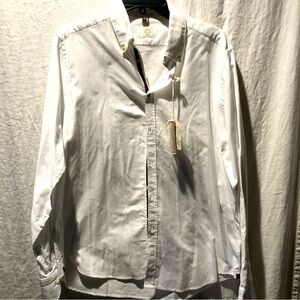 New w tags GMF 965 button down Oxford grosgrain piping  white cotton 42/16.5